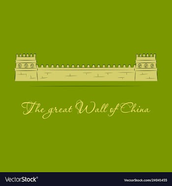 The great wall of china with chinese flag in the vector image