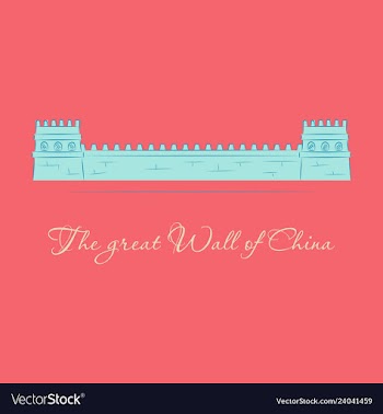 The great wall of china with chinese flag in the vector image