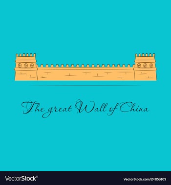 The great wall of china with chinese flag in the vector image