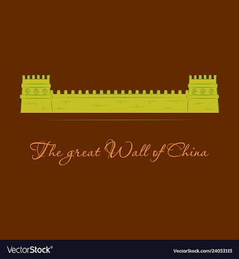 The great wall of china with chinese flag in the vector image