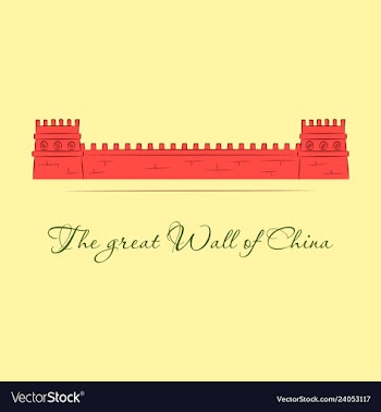 The great wall of china with chinese flag in the vector image