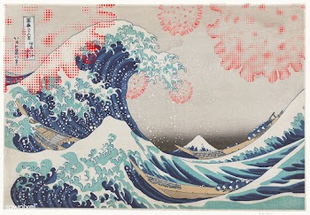 The Great Wave off Kanagawa against coronavirus background | Free  illustration - 2324277