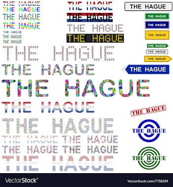 The Hague text design set vector image