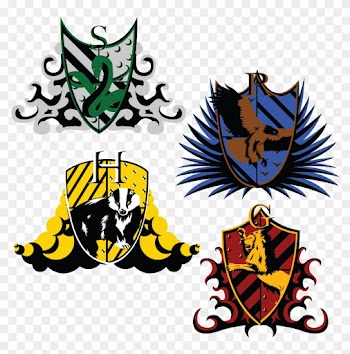 The Hogwarts Crests Drawing - Harry Potter Houses Vector