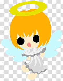 The icons of cute angels, heart-people- transparent background PNG clipart