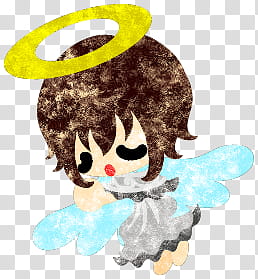 The icons of cute angels, heart-people- transparent background PNG clipart