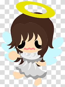 The icons of cute angels, heart-people- transparent background PNG clipart