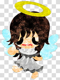 The icons of cute angels, heart-people- transparent background PNG clipart