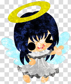 The icons of cute angels, heart-people- transparent background PNG clipart
