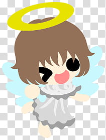 The icons of cute angels, heart-people- transparent background PNG clipart