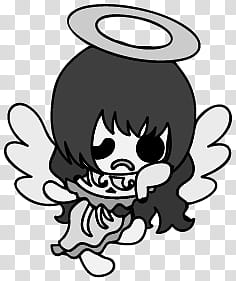 The icons of cute angels, heart-people- transparent background PNG clipart