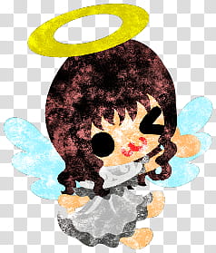 The icons of cute angels, heart-people- transparent background PNG clipart