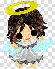 The icons of cute angels, heart-people- transparent background PNG clipart