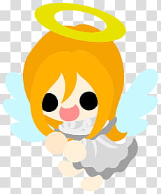 The icons of cute angels, heart-people- transparent background PNG clipart
