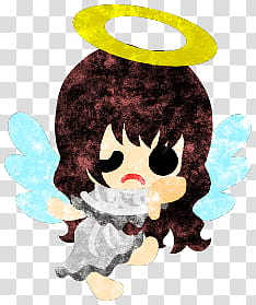 The icons of cute angels, heart-people- transparent background PNG clipart