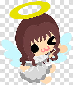 The icons of cute angels, heart-people- transparent background PNG clipart