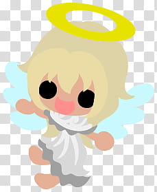 The icons of cute angels, heart-people- transparent background PNG clipart