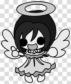 The icons of cute angels, heart-people- transparent background PNG clipart