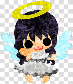 The icons of cute angels, heart-people- transparent background PNG clipart