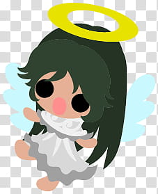 The icons of cute angels, heart-people- transparent background PNG clipart