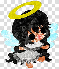 The icons of cute angels, heart-people- transparent background PNG clipart