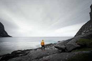 The "kvalvika" beach on lofoten islands