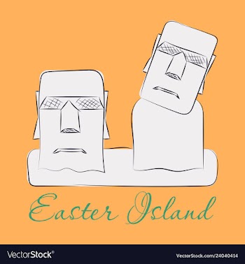 The landscape of easter island with the famous vector image