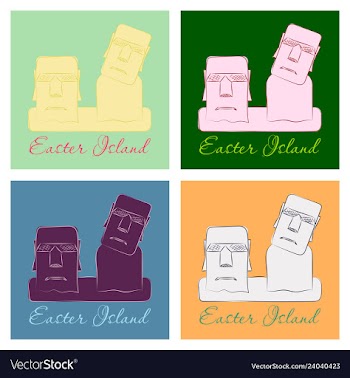 The landscape of easter island with the famous vector image