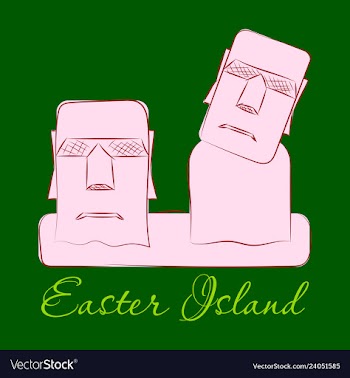 The landscape of easter island with the famous vector image