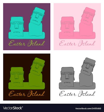 The landscape of easter island with the famous vector image