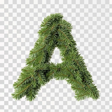 The letter A decorated with needles. The tree has a beautifu