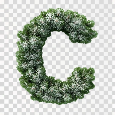 The letter C decorated with needles. The tree has a beautifu