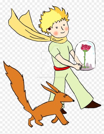 The Little Prince With His Rose And Fox By Astral - Little Prince Rose Fox