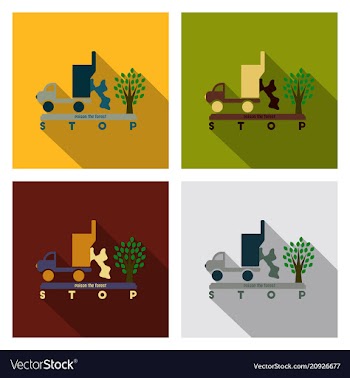 The machine throws rubbish under a tree text stop vector image