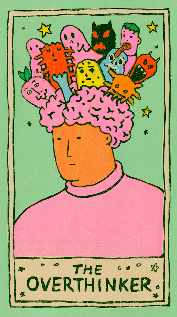 The Overthinker: A Humorous Tarot Card Illustration
