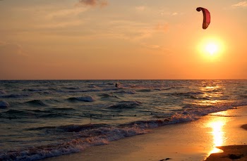 The person soaring on waves