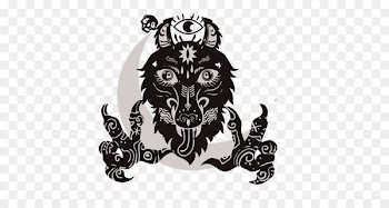 The Werewolves of Millers Hollow Logo - Black and white wolf people kill flag vector can be edited 