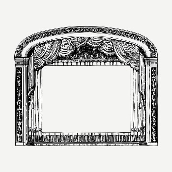 Theater stage frame drawing, vintage | Free PSD - rawpixel