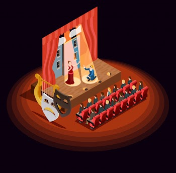 Theatre auditorium isometric composition Free Vector