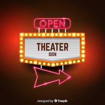 Theatre sign background Free Vector