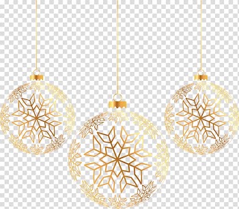 Thee gold-colored ornaments illustration, Golden Christmas Ball transparent background PNG clipart