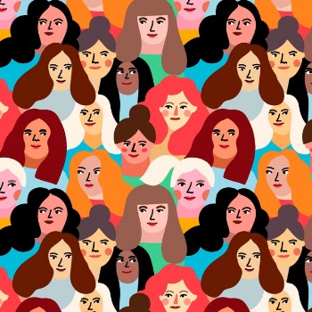 Theme for womens day pattern with women faces Free Vector
