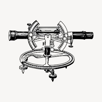 Theodolite instrument clipart, vintage hand | Free Vector - rawpixel