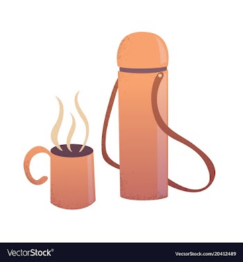 Thermos with a cup with a hot drink vector image