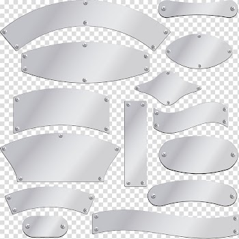 Thin assorted-shape metal frame lot, Silver Metal Banner, Metal texture silver sign transparent background PNG clipart