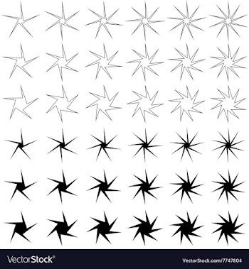 Thin asymmetric star shape set vector image