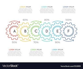  					Thin line business infographic template with gears vector image														