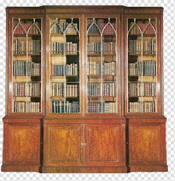 Things found in the study, filled brown wooden framed bookcase transparent background PNG clipart