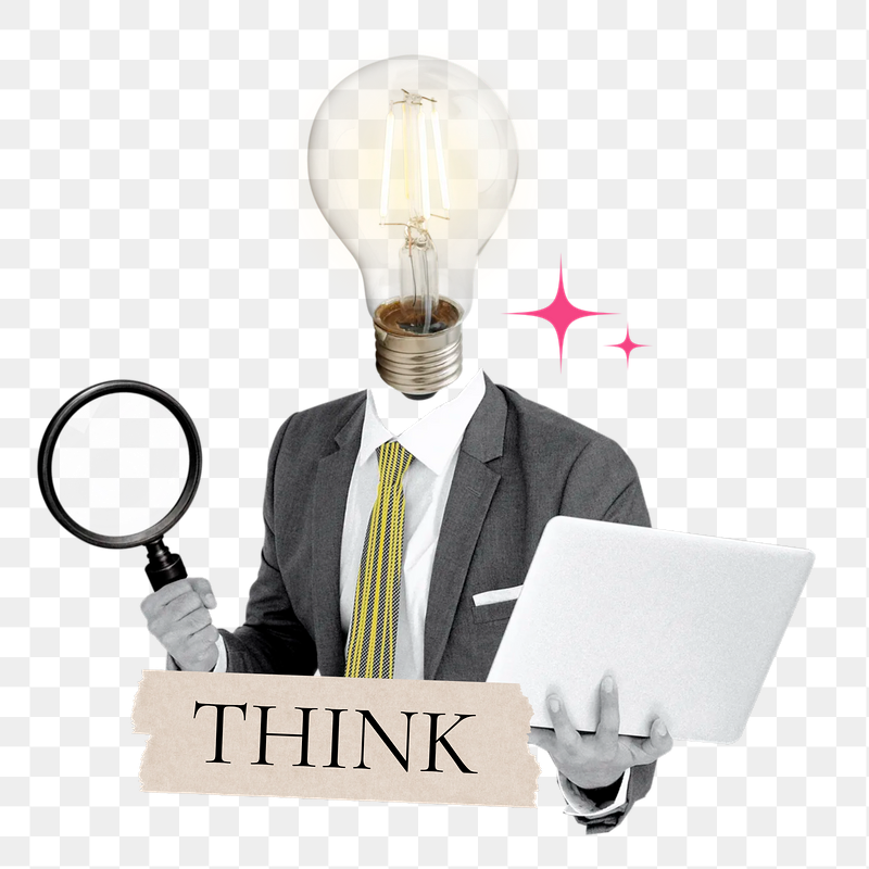 Think word png sticker, bulb | Free PNG - rawpixel