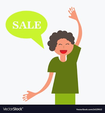 Thinking cloud with sale in flat style man with vector image